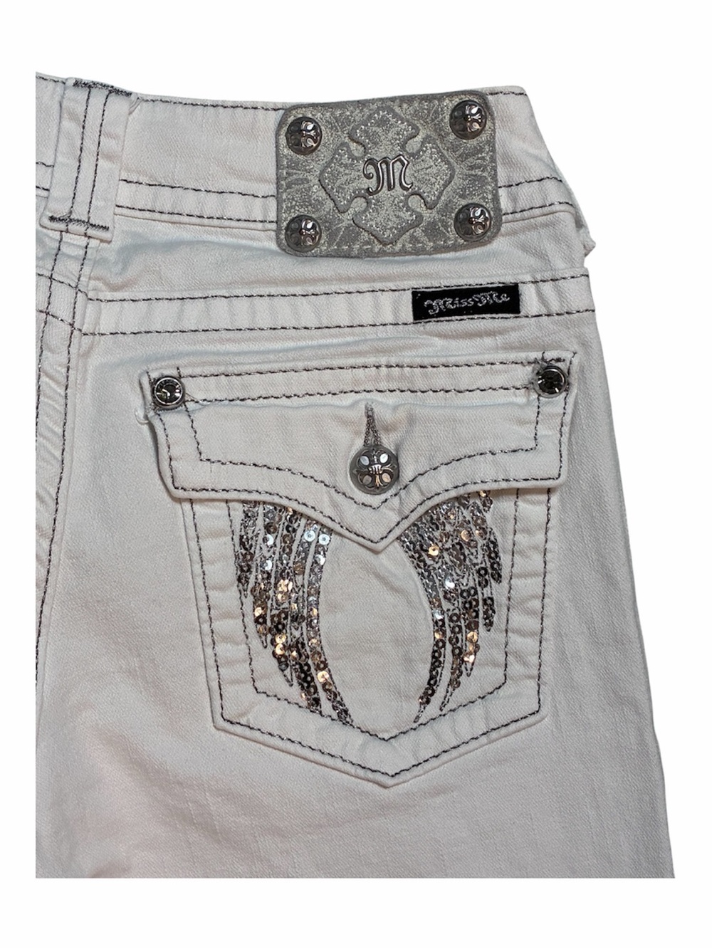 Miss Me Angel Wings Bling Capri Jeans